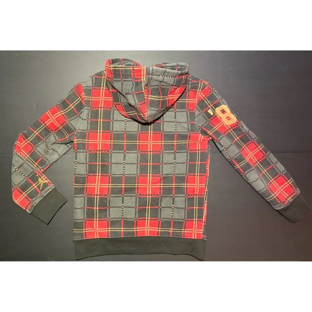Air Jordan Hoodie Boys L (7) Large Red Essential Holiday Plaid‎ Sweatshirt